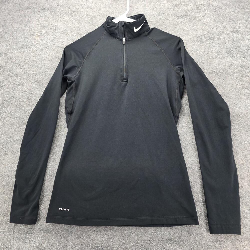 Nike Pro Combat Pullover Womens M Black Dri-FIT Mock Neck Zip Compression